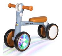 Hello-5ive Baby Balance Bike 1 Year Old, 4 Wheels Kids Bike Ride On Toys for 1 2 Year Boys Girls Gifts, Toddler Bike with Adjustable Handle & Lighting Wheels, Birthday Gift for 12-36 Months (Blue)