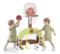 Hello-5ive Basketball Hoop Set, 4-in-1 Kids Basketball Hoop Stand Easy Score, Adjustable Basketball Stand with Basketball, Football,Golf, Goal, Ring Toss, Indoor Outdoor for Boys Girls Age 2+