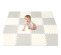 Hello-5ive Foam Play Mat for Baby Kids, Soft EVA Interlocking Puzzle Play Mat Tiles, Thick Playmats & Floor Gyms Indoor Outdoor Activity Center (Grey-Cream 16PCS)