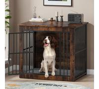 Hello-5ive Large Dog Crate Furniture, Wooden Dog Cage with Double Doors