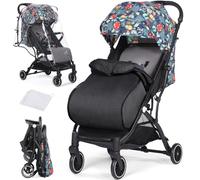 Hello-5ive Lightweight Travel Stroller Compact Baby Pushchair with Adjustable Seat,Footmuff,Mosquito Net, Rain Cover, One-Hand Folding Buggy with 5-Point Harness for Toddlers from Birth to 15kg