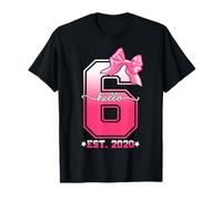 Hello 6 Est. 2014 6 Years Old 6th Birthday Coquette Bow T-Shirt