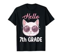 Hello 7th Grade Cute Kawaii Cat seventh Day Of School Girls T-Shirt