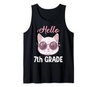 Hello 7th Grade Cute Kawaii Cat Seventh Day of School Girls Tank Top
