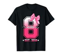 Hello 8 Est. 2014 8 Years Old 8th Birthday Coquette Bow T-Shirt