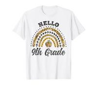 Hello 9th Grade Leopard Rainbow 9th Grade Back to School Value Graphic T-Shirt, Men, White, M