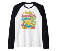 Hello Aloha Life Tropical Sunshine Hawaii Beach Vibes Design Raglan Baseball Tee