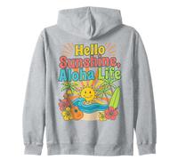 Hello Aloha Life Tropical Sunshine Hawaii Beach Vibes Design Zip Hoodie