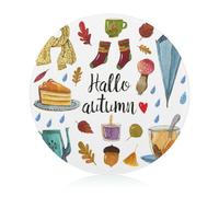 Hello Autumn Glass Cutting Board Scratch Resistant Round Chopping Board for Kitchen 20 cm