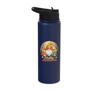Hello Autumn Gnomes Pumpkins Thanksgiving Fall Lover Cute Stainless Steel Insulated Water Bottle
