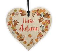 Hello Autumn Sign, Autumn House Decor Wooden Heart Sign Gifts, Pumpkins, Maple Autumn Accessories Decor for Thanksgiving and Autumn Novelty Autumn Gift (Design 5)