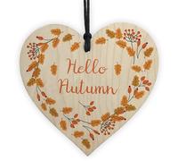 Hello Autumn Sign, Autumn House Decor Wooden Heart Sign Gifts, Pumpkins, Maple Autumn Accessories Decor for Thanksgiving and Autumn Novelty Autumn Gift (Design 1)