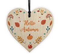 Hello Autumn Sign, Autumn House Decor Wooden Heart Sign Gifts, Pumpkins, Maple Autumn Accessories Decor for Thanksgiving and Autumn Novelty Autumn Gift (Design 8)