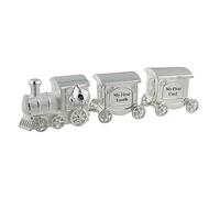 Hello Baby Silverplated First Tooth & Curl Set Train with 2 Carriages Silver