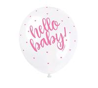 Hello Baby White Latex Balloons (30cm) Pack of 5 - Ideal for Baby Shower Celebrations
