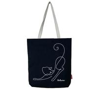 Hello-Bags Women's Bn-003-cat Tote Bag with Zipper, Lining and Inner Pocket. Outer: 100% Cotton. Includes Kraft Gift Envelope. Colour: Ecru Dimensions: 37 x 38 cm, Black/White, 3738 cm