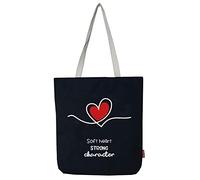 Hello-Bags. Canvas shopping bag. Exterior: 100% cotton. Includes zip, lining and inner pocket. Packaged in a KRAFT gift envelope. Model: SOFTHEART. Colour: ecru/black., black, 38, Contemporary