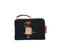 hello-bags. Coin Purse/Card Holder. Exterior: 100% Cotton. Includes Zipper and Lining. Packed in a Gift Kraft Envelope. Model: “LOVEBARKS”. Color: Black/Ecru. Size: 5.51x3.94 in /14x10 cm.