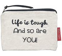 hello-bags. Coin Purse/Small Pouch. Exterior: 100% Cotton. Includes zipper and lining. Packed in a gift kraft envelope. Model: “LIFEIS”. Color: Ecru. Measurements: 14 * 10 cm.
