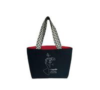 hello-bags. Premium canvas bag for women. With external zip and zipped pocket inside. Includes a red, premium canvas lining. Gift presentation. Colour: Black/Ecru. 19.68 x 11.81 in.