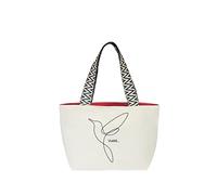 hello-bags. Premium canvas bag for women. With external zip and zipped pocket inside. Includes a red, premium canvas lining. Gift presentation. Colour: Black/Ecru. 19.68 x 11.81 in.