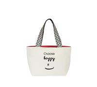 hello-bags. Premium canvas bag for women. With external zip and zipped pocket inside. Includes a red, premium canvas lining. Gift presentation. Colour: Black/Ecru. 19.68 x 11.81 in.