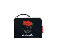 hello-bags. Purse/Wallet/Card Holder. Exterior: 100% Cotton. with Zip and Inner Lining. Includes Kraft Gift Envelope. Model: VIVALAVIDA. Colour: Ecru/Black. Measurements: 14 x 10 cm., Black/White,