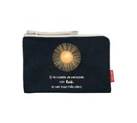 hello-bags. Toiletry Bag/Handbag. Exterior: 100% Cotton. with Zip and Inner Lining. Includes Beautiful Kraft Gift Envelope. Model: SITERODEAS. Colour: Ecru/Black. 23 x 15.5 cm., Black/White, Medium