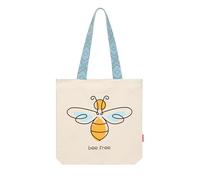 hello-bags. Tote bag with zip, lining and inner pocket. Includes fun coloured handles and beautiful kraft envelope gift. Model: BEEFREE. Colour: Ecru/Black. Measurements: 37 x 38 cm., ecru