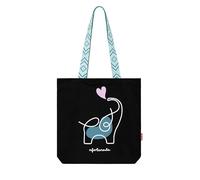 hello-bags. Tote bag with zip, lining and inner pocket. Includes fun coloured handles and beautiful kraft envelope gift. Model: FORTUNADA. Colour: Ecru/Black. Measurements: 37 x 38 cm., Black/White