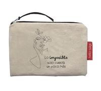 Hello-Bags. Wallet/Small Bag. Exterior: 100% Cotton. Includes Zip and Lining. Packed in a Kraft Gift Envelope. Model: LOIMPOSIBLE. Colour: Ecru/Black. 14 x 10 cm., Ecru, Contemporary