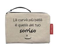 Hello-Bags. Wallet/Wallet/Card Holder. Outer: 100% Cotton with Zip and Inner Lining. Includes Kraft Gift Envelope. Model: CURVABELLA. Colour: Ecru/Black. 14 x 10 cm., Ecru, Contemporary