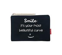 Hello-Bags Women's N-002-smile Toiletry Bags/Handbags, Black/White, Medium