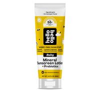 Hello Bello Mineral SPF 55+ Sunscreen Lotion with Prebiotics, Water-Resistant & Reef-Friendly, Non-Nano Zinc for Babies & Kids, 3 oz (102184)