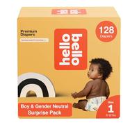 Hello Bello Premium Size 1 (8-12 lbs) Surprise Pack for Boys, 128 Pack, Hypoallergenic with Soft, Fabric-like Feel, Boys and Gender Neutral Patterns