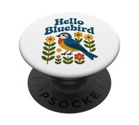 Hello Bluebird Scandinavian Folk Art Spring Flower Bird PopSockets Adhesive PopGrip