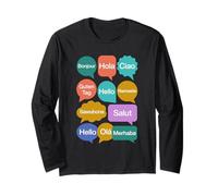 Hello Bonjour Hola Ciao Guten Tag Namaste Languages Long Sleeve T-Shirt