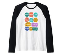 Hello Bonjour Hola Ciao Guten Tag Namaste Languages Raglan Baseball Tee