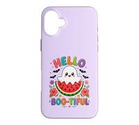 Hello Boo-Tiful Kawaii Ghost Watermelon Halloween Case for iPhone 16 Plus
