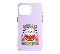 Hello Boo-Tiful Kawaii Ghost Watermelon Halloween Case for iPhone 16 Pro Max