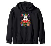 Hello Boo-Tiful Kawaii Ghost Watermelon Halloween Zip Hoodie