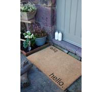 Hello Bye Country Size Coir Doormat Artsy Mats Grey 60cm x 90cm