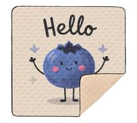 Hello Cartoon Cute Blue Blueberry Large Stylish Foldable Baby Play mat for Indoor Outdoor Lightweight Foldable Activity Gym Mat for Babies Infants Toddlers, 50'' x 50''tapete para