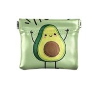 Hello Cartoon Cute Green Avocado Women Men Leather Coin Purses Waterproof Coin Holder for Ladies, Hello Cartoon cute green avocado, One Size, Print Art