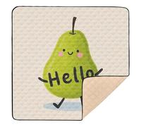 Hello Cartoon Cute Green Pear Large Non-Slip Baby Floor Play mat for Indoor Outdoor Comfortable Foldable Baby Crawling Mat for Babies Infants Toddlers, 50'' x 50''tapete de gimnasio para
