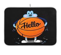 Hello Cartoon Cute Orange Basketball Dish Drying Mat Absorbent Drying Mat Fast Drying Kitchen Mat Countertop Accessories Medium 40cm x 45cm