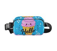 Hello Cartoon Cute Pink Ice Cream Fashion Waist Bag for Men and Women, Multipurpose Crossbody Bag with Adjustable Strap for Shopping, Sports, Work, Hello Cartoon Cute Pink Ice Cream, 1 Size, Hello