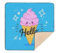 Hello Cartoon Cute Pink Ice Cream Large Non-Slip Thick Play mat for Baby for Indoor Outdoor Lightweight Foldable Activity Entertainment Mat for Baby Kids Toddlers Infants, 50'' x