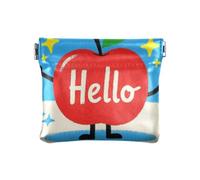 Hello Cartoon Cute Red Personalized Women's PU Leather Coin Purse Unique Cosmetic Bags for Purse for Lady, Hello Cartoon cute red Personalized, One Size, Print Art