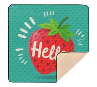 Hello Cartoon Cute Red Strawberry Soft Thick Baby Activity Play Mat for Indoor Outdoor Waterproof Foldable Tummy Time Activity Mat for Baby Kids Toddlers Infants, 50'' x 50''alfombras para